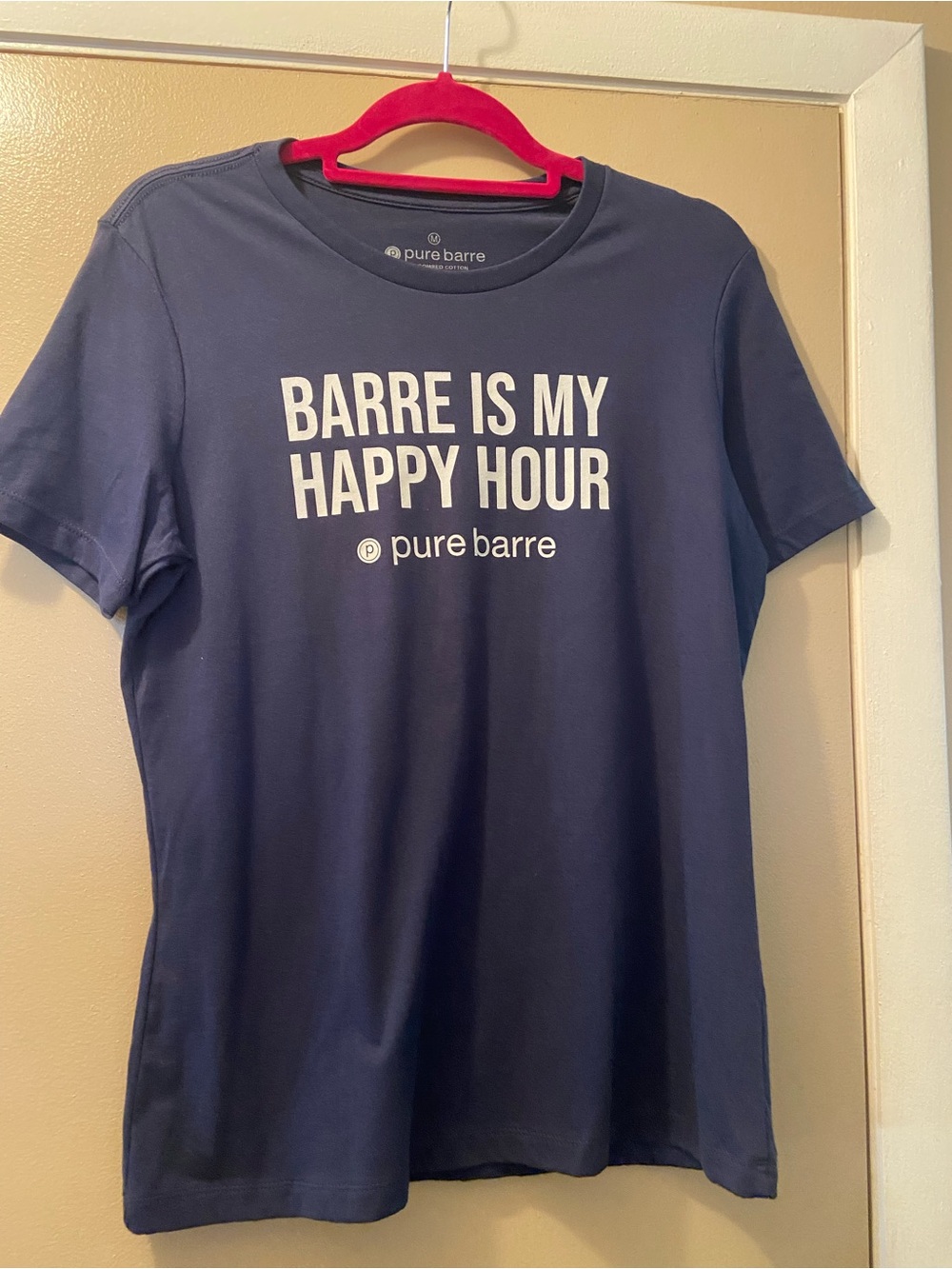 Pure Barre “Barre is my Happy Hour” Navy Crewneck Tee! Medium! NWOT!